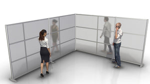 L-Shaped Office Partition - 148" x 133" x 75" High with Translucent Panels