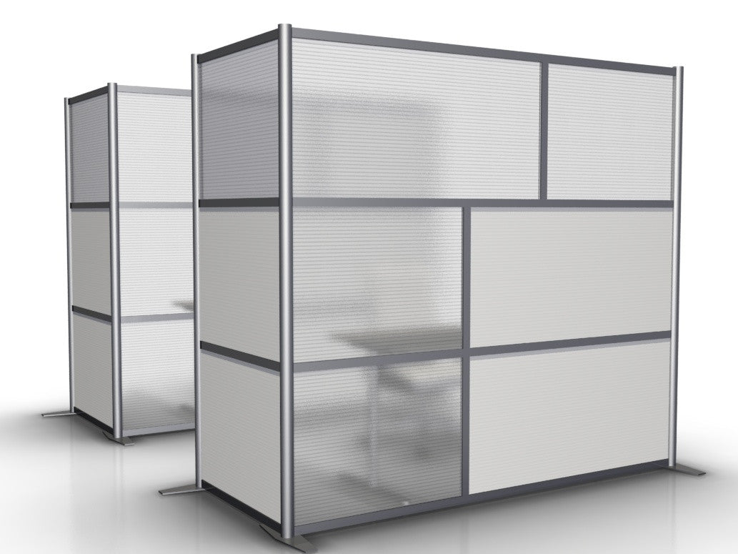 84"L x 35"W x 75" high - L-Shaped Office Room Divider, Translucent & White  L-SW8475-3575