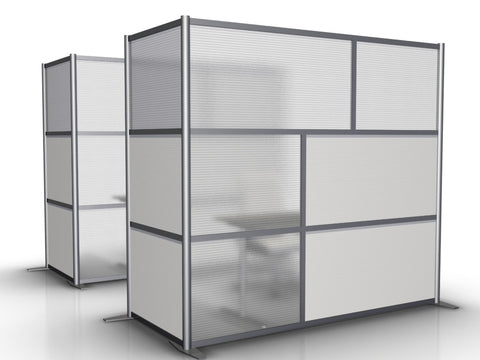 84"L x 35"W x 75" high - L-Shaped Office Room Divider, Translucent & White  L-SW8475-3575
