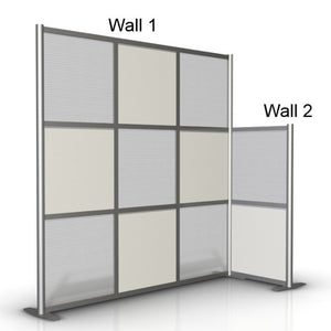 75" length x 27" width x 75" & 51" high  L-Shaped Office Desk Divider, White & Translucent