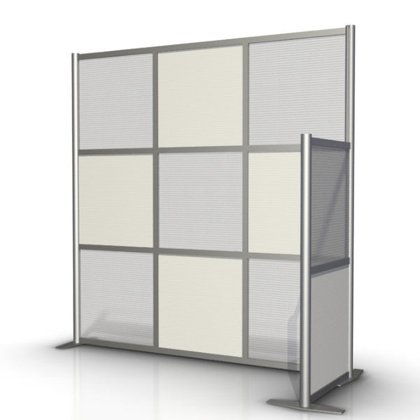 75" length x 27" width x 75" & 51" high  L-Shaped Office Desk Divider, White & Translucent