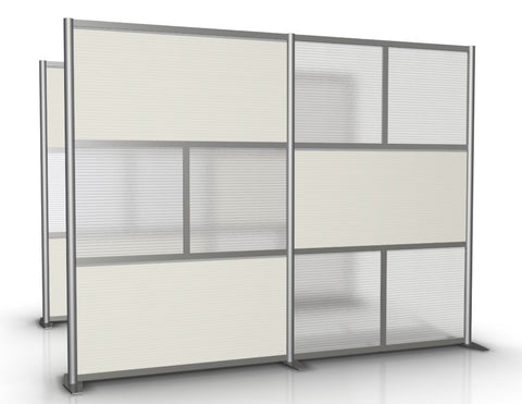 100" wide by 75" tall Modern Office Partition White & Translucent. Modular Room Partition System to divide offices, desks, healthcare facilities, to divide rooms. Room dividers for offices, office cubicles, partition walls.