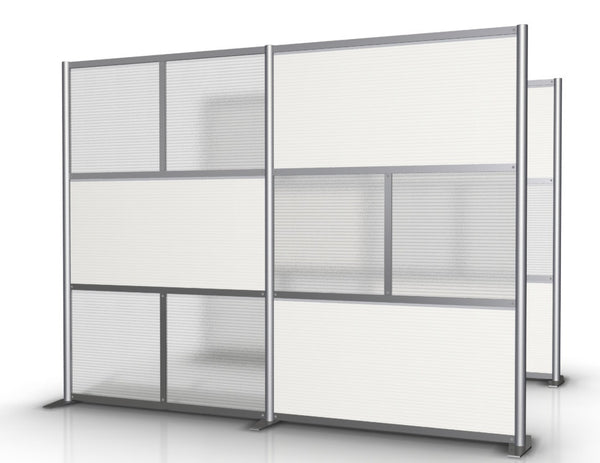 100" wide by 75" tall Modern Office Partition White & Translucent
