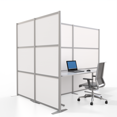 100"L x 35" x 35" x 75" high -  T-Shaped Office Partition, White Panels