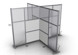 118" x 118" x 75" high Modern Office Partition, T-Shaped